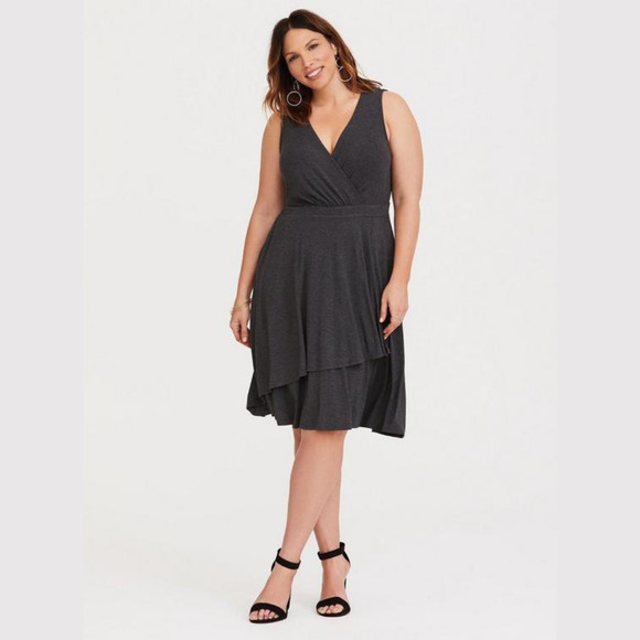 torrid Dresses & Skirts - Torrid Grey Surplice Jersey Mini Dress 0X